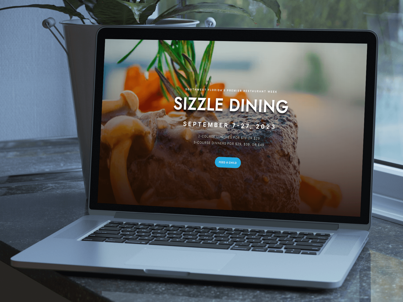 Sizzle Dining website created by Katelyn Cassio with Cassio Marketing Solutions, Naples Logo Designer, and Naples Website Designer in Naples, FL